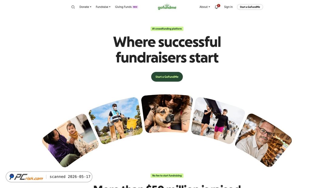 Screenshot of gofundme.com