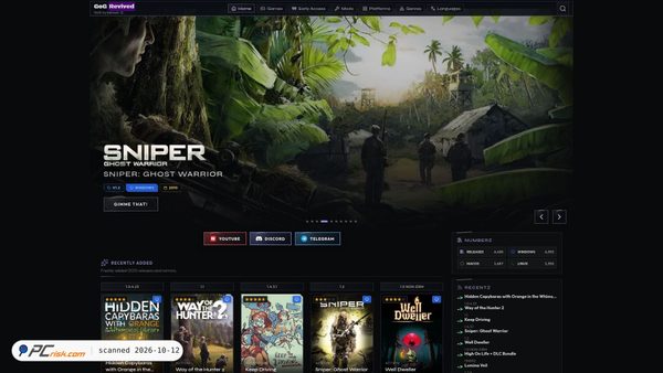 Captura de ecrã de gog-rev.com