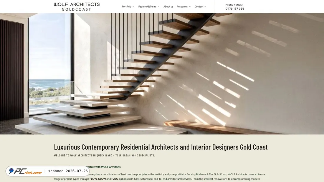 Screenshot of goldcoast.wolfarchitects.com.au