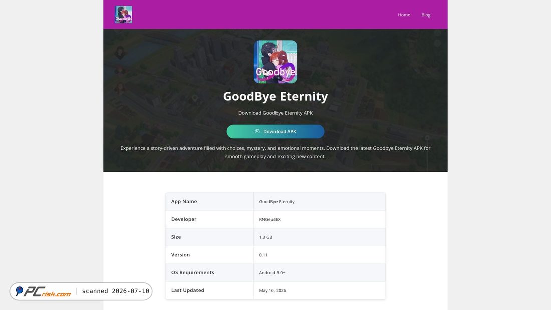 Screenshot of goodbyeeternity.org