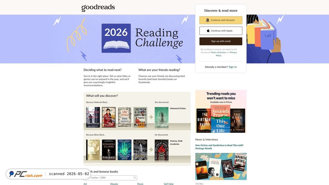 Captura de pantalla de goodreads.com