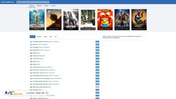 Screenshot di goojara.to