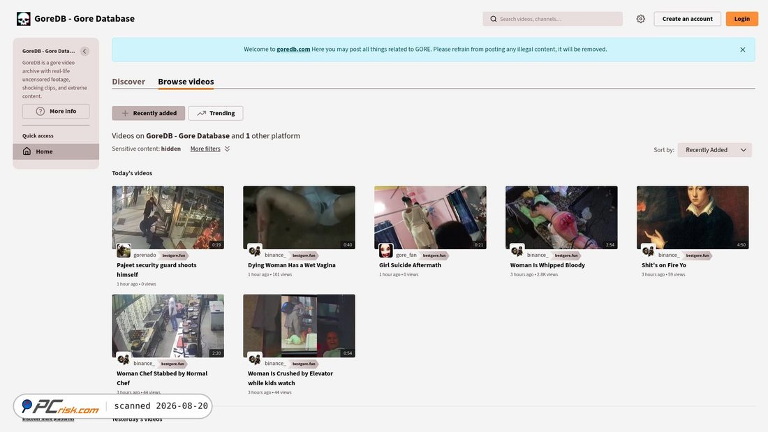 Screenshot di goredb.com