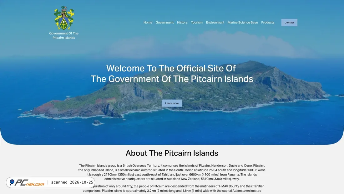 Screenshot von government.pn