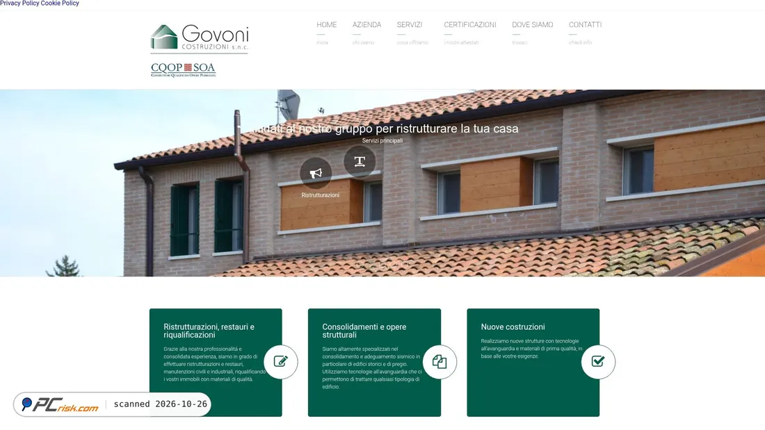 Screenshot di govonicostruzioni.it