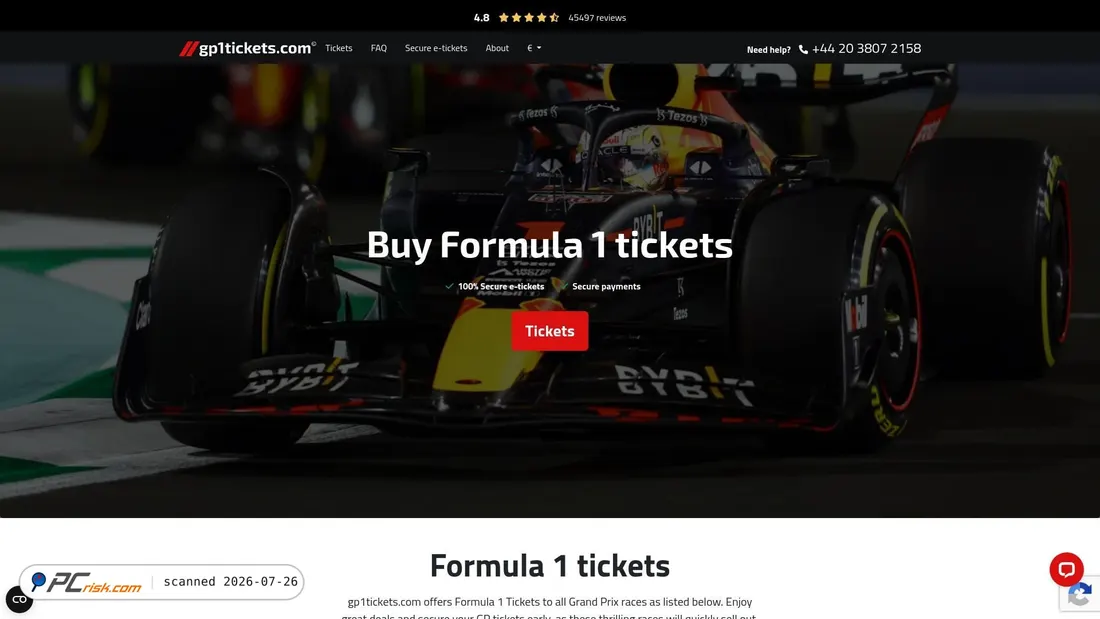 Screenshot of gp1tickets.com