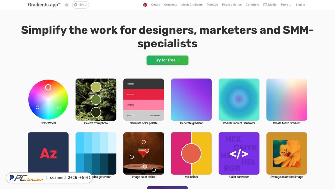Screenshot von gradients.app