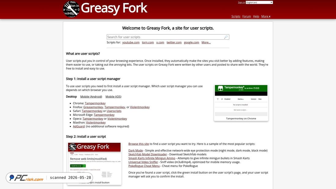 Screenshot of greasyfork.org