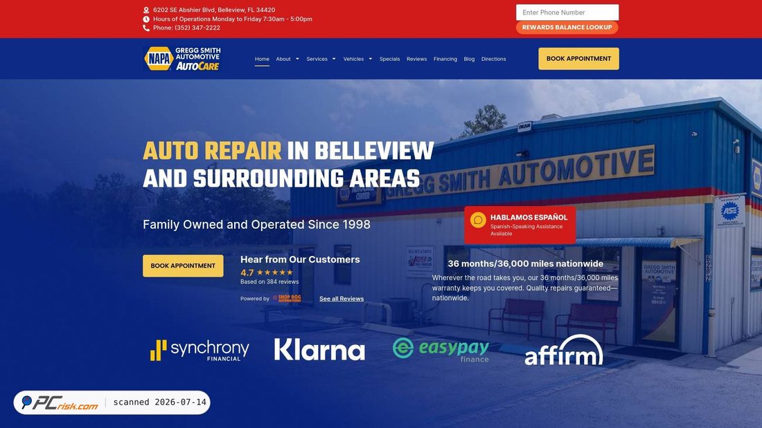 Screenshot of greggsmithautomotive.com