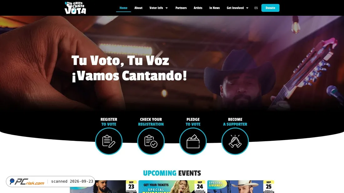 Captura de ecrã de gritacantavota.org