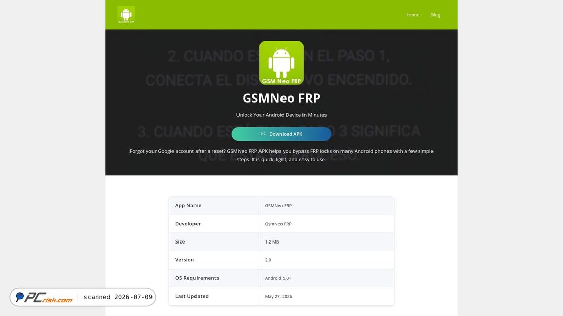 Screenshot of gsmneofrpapk.org