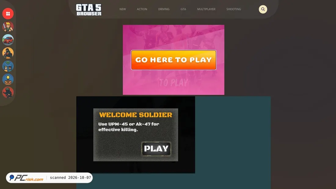 Captura de ecrã de gta5browser.com