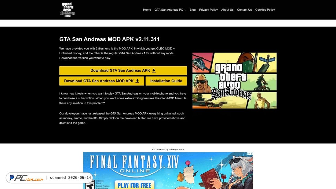 Screenshot of gtasandresapk.com