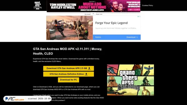 Captura de ecrã de gtasandresapk.com