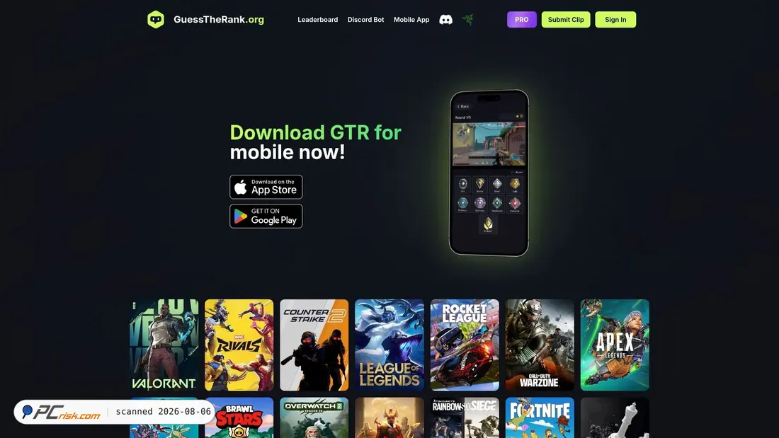Screenshot of guesstherank.org