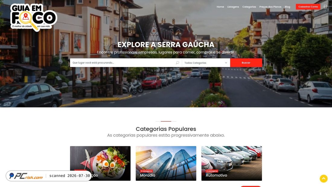 Screenshot of guiaemfoco.com.br