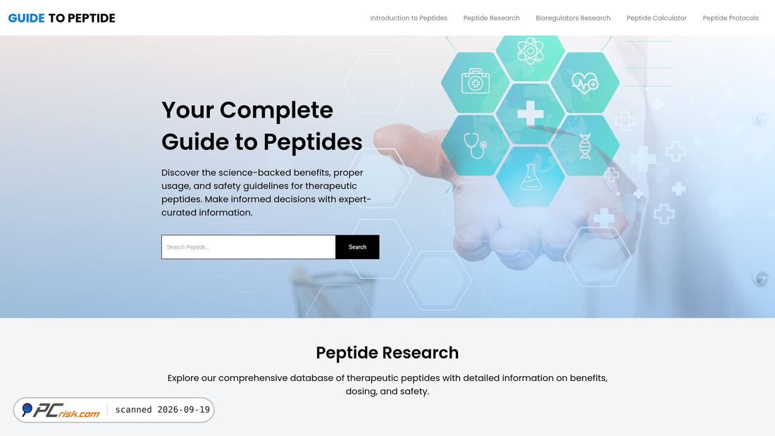 Captura de ecrã de guidetopeptide.com