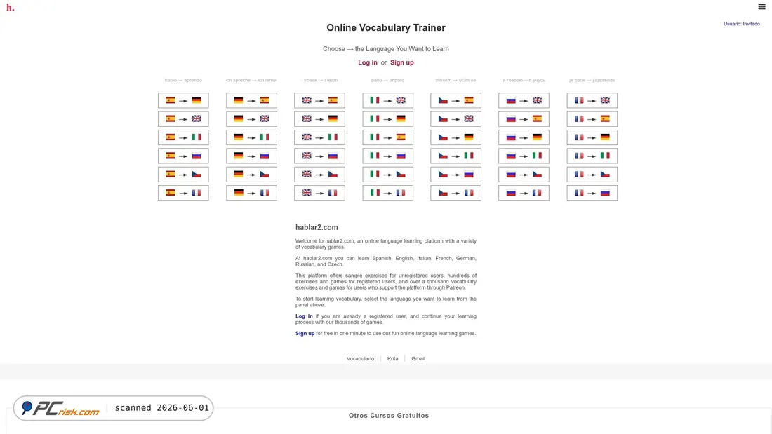 Screenshot of hablar2.com
