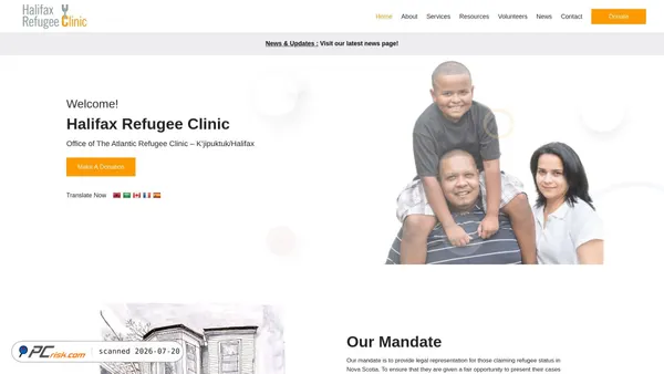 halifaxrefugeeclinic.org screenshot