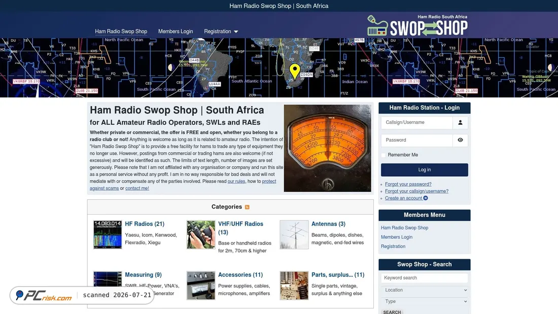 Screenshot of ham-radio-swop-shop.co.za