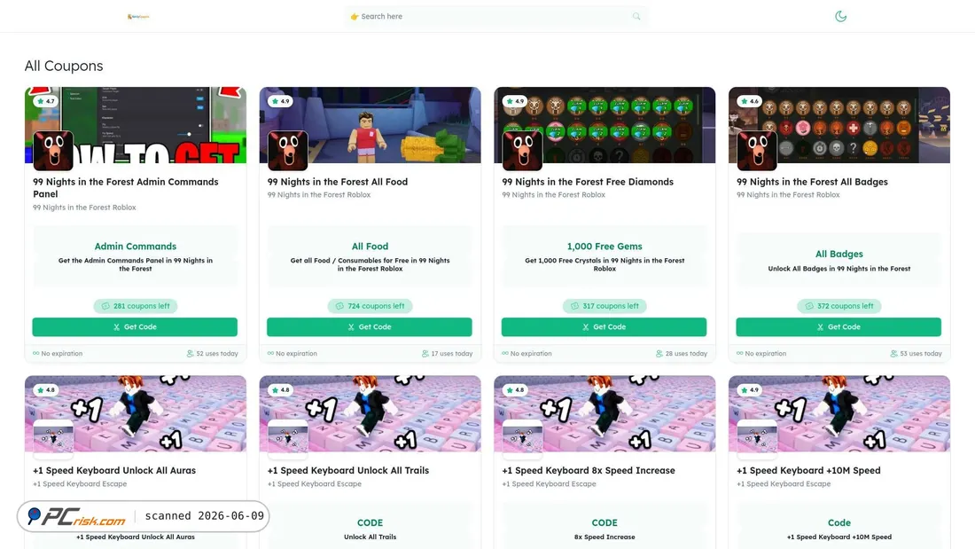 Screenshot of handycoupons.org