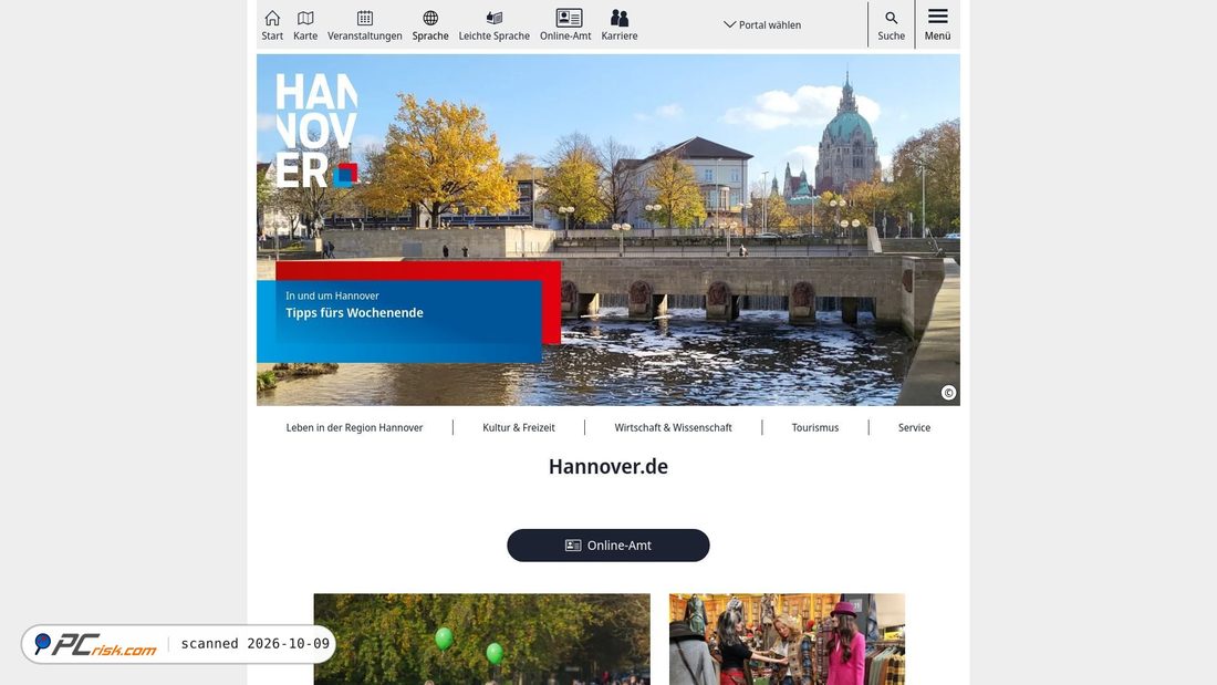 Captura de ecrã de hannover.de
