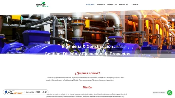 Captura de ecrã de hanover.com.pe