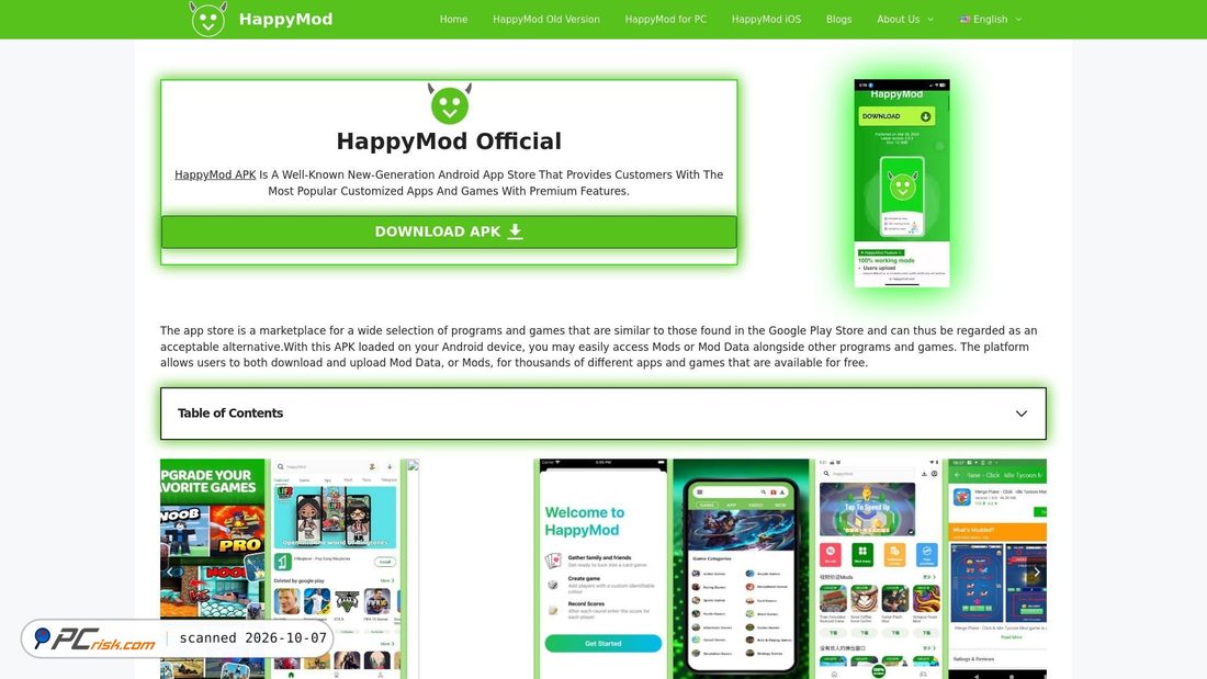 Captura de ecrã de happymods.net