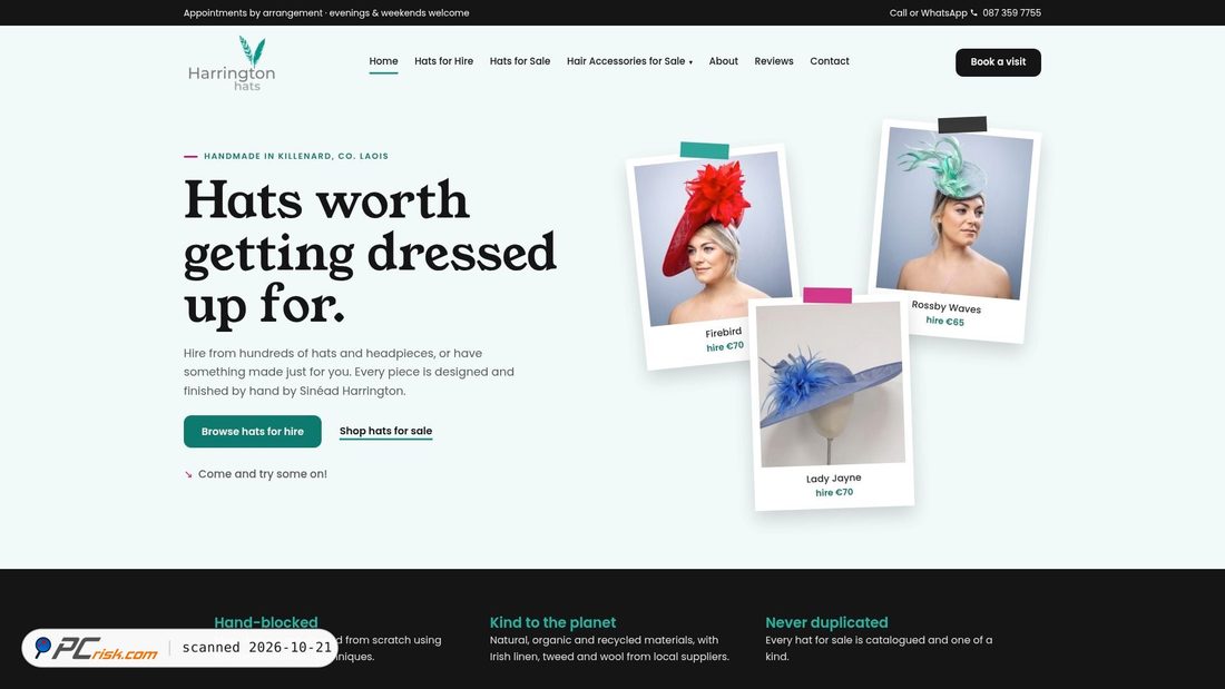 Screenshot of harringtonhats.com