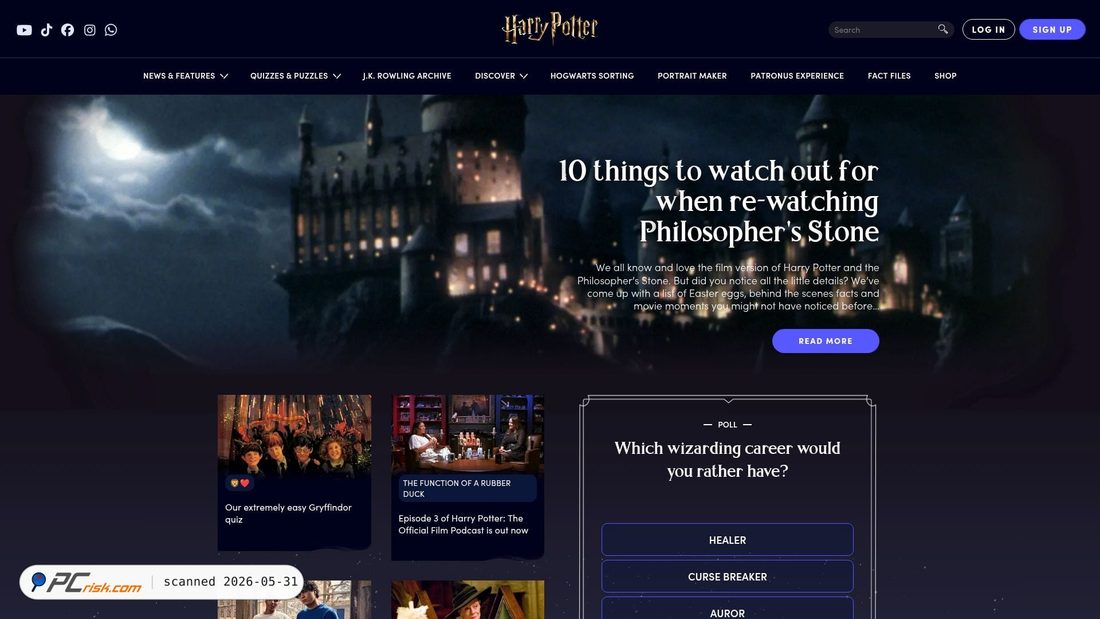 Screenshot von harrypotter.com