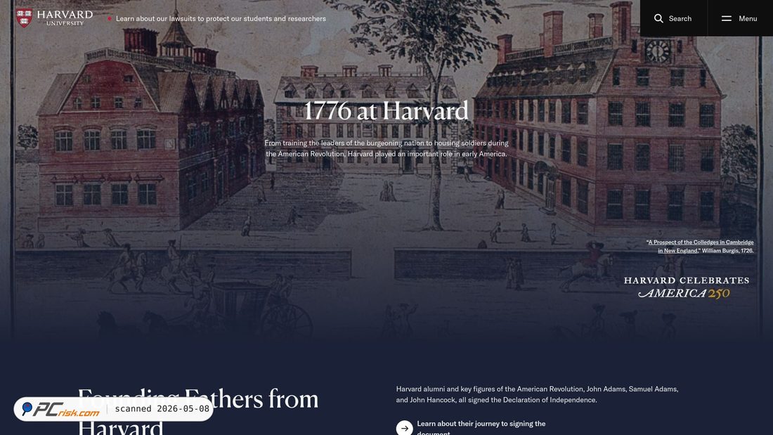 Screenshot of harvard.edu