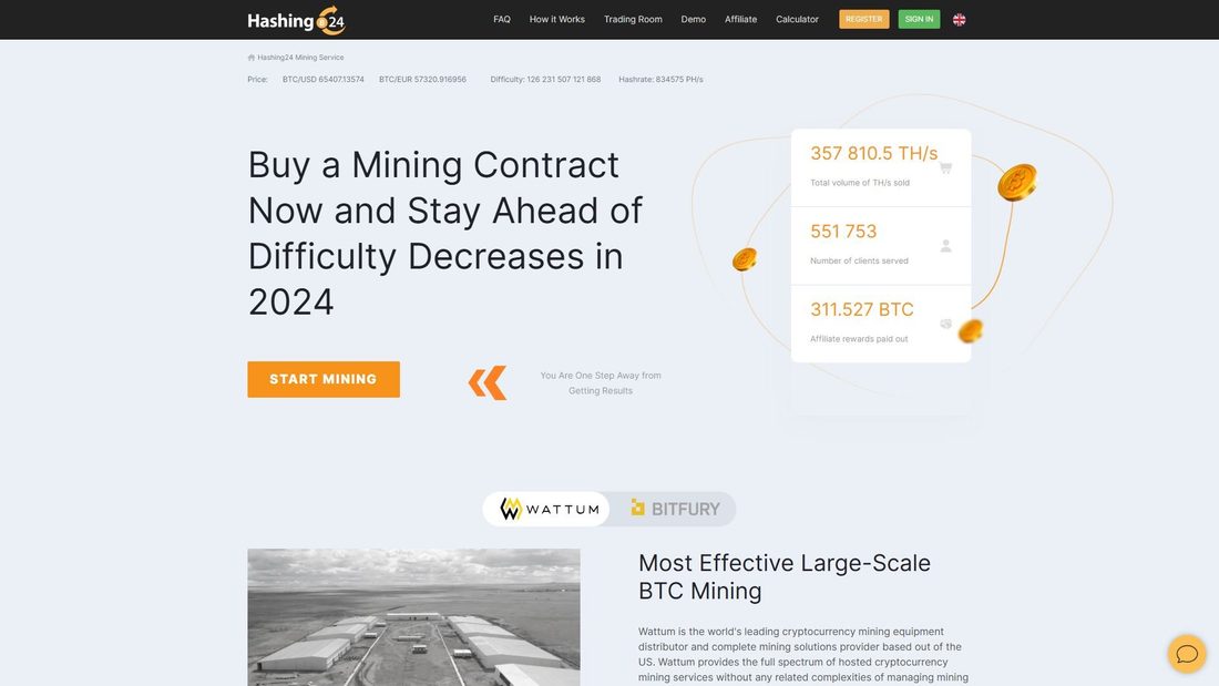 Screenshot di hashing24.com