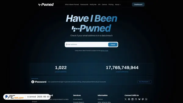 haveibeenpwned.com screenshot