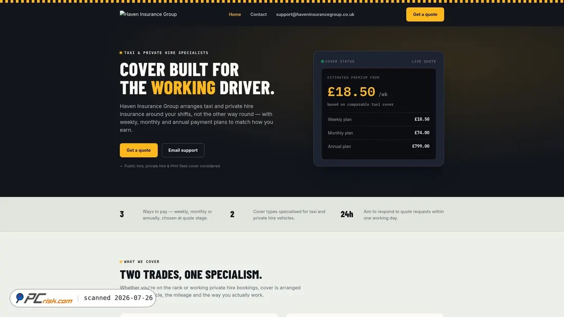 Screenshot of haveninsurancegroup.co.uk