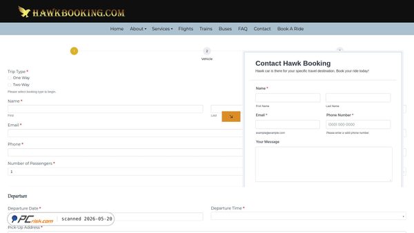 hawkbooking.com screenshot
