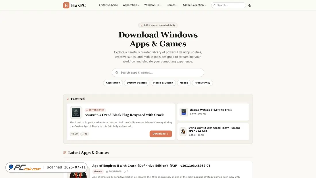 Screenshot of haxpc.net