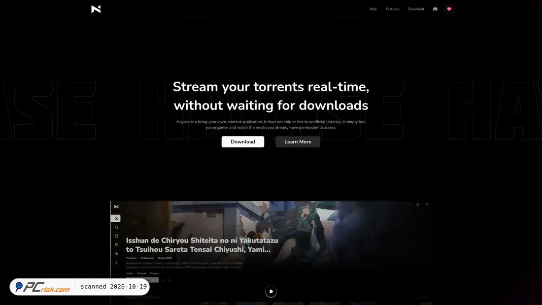 Screenshot of hayase.watch