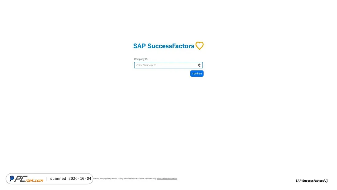 Captura de ecrã de hcm44.sapsf.com