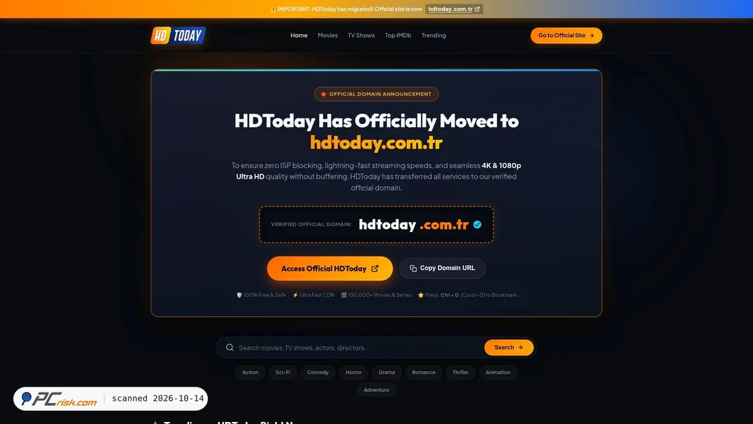 Is hdtoday.tr Safe? Security Scan Report | PCrisk