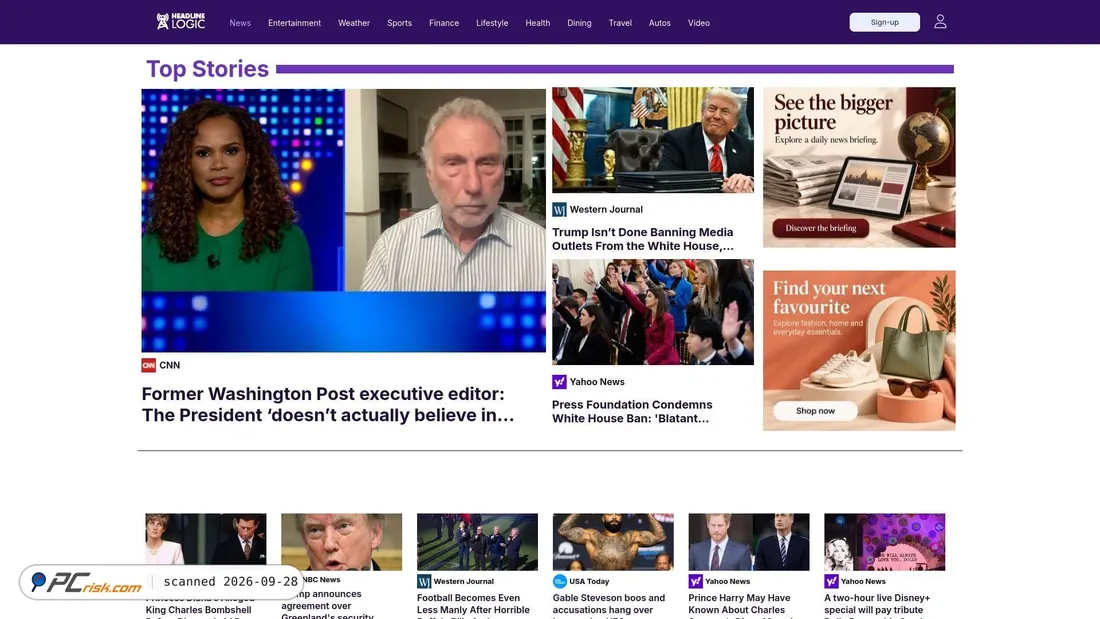 Captura de ecrã de headlinelogic.com