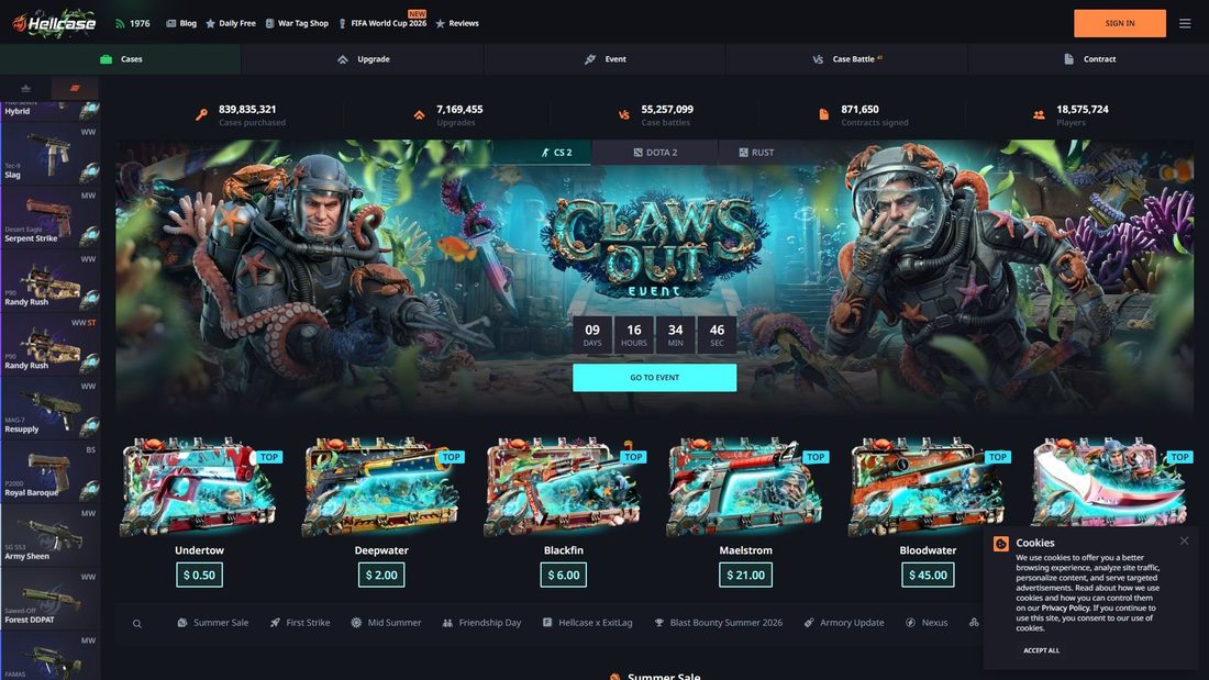 Screenshot of hellcase.com