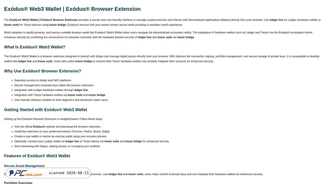 Screenshot of help-exods-wallet.wasmer.app