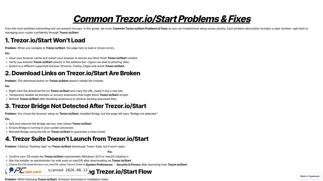 Screenshot of help-io-start-treezer.typedream.app