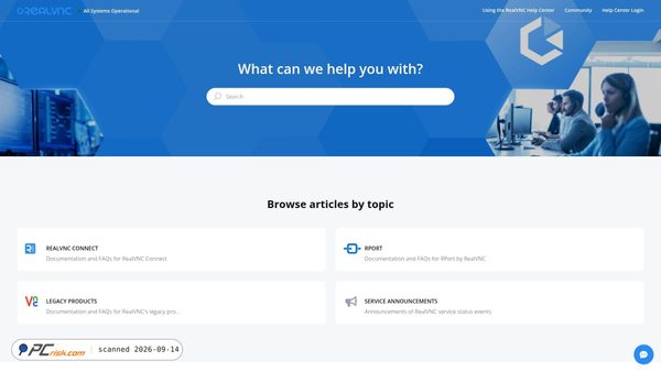 Screenshot di help.realvnc.com