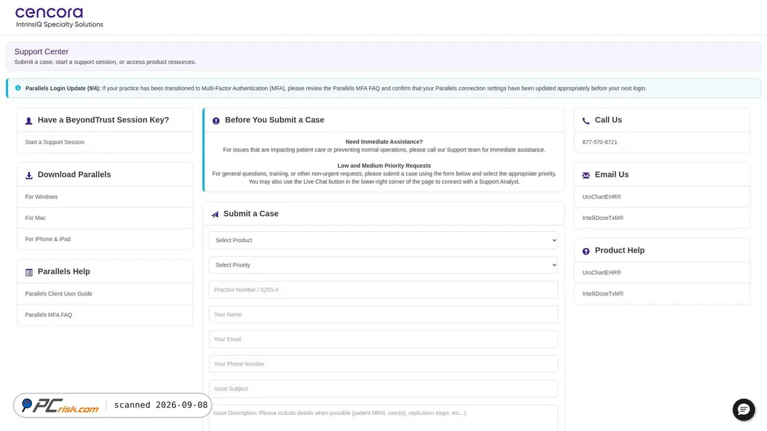 Screenshot of help.urochartehr.com