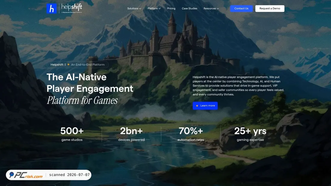 Screenshot of helpshift.com