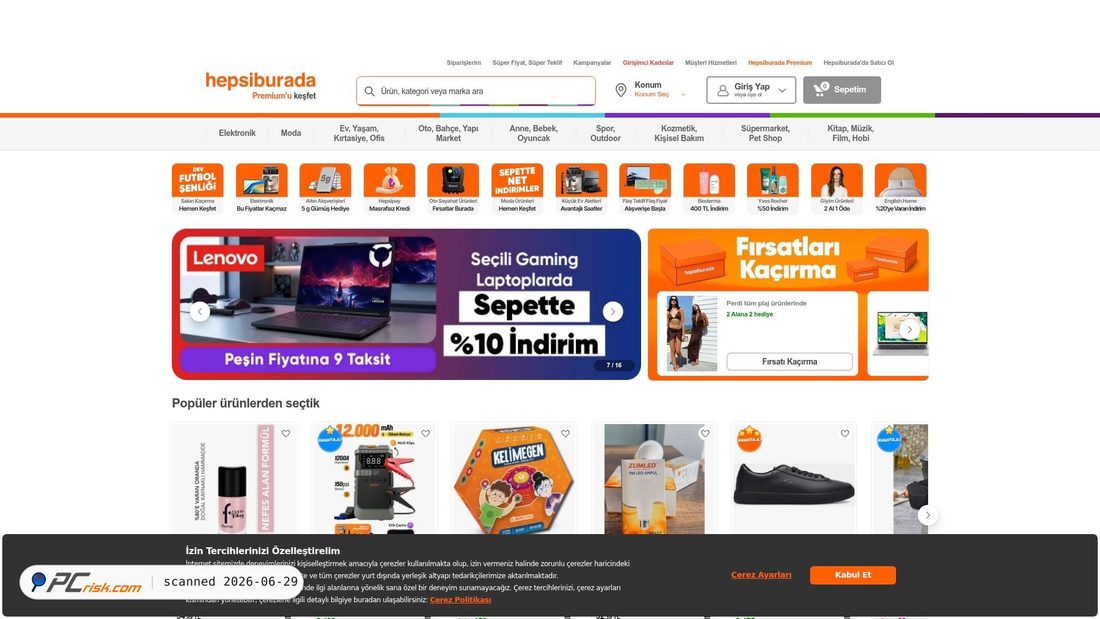 Screenshot of hepsiburada.com
