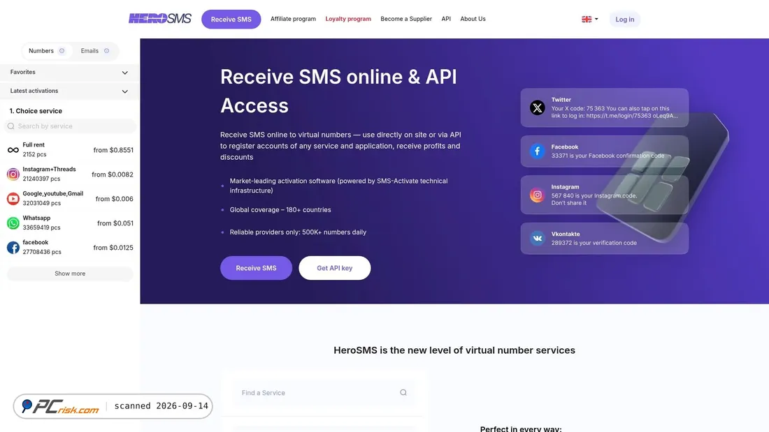Zrzut ekranu hero-sms.com