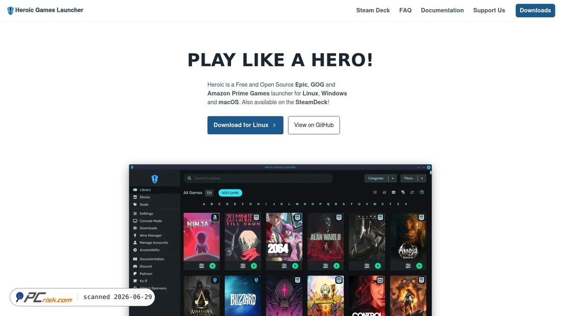 Screenshot di heroicgameslauncher.com