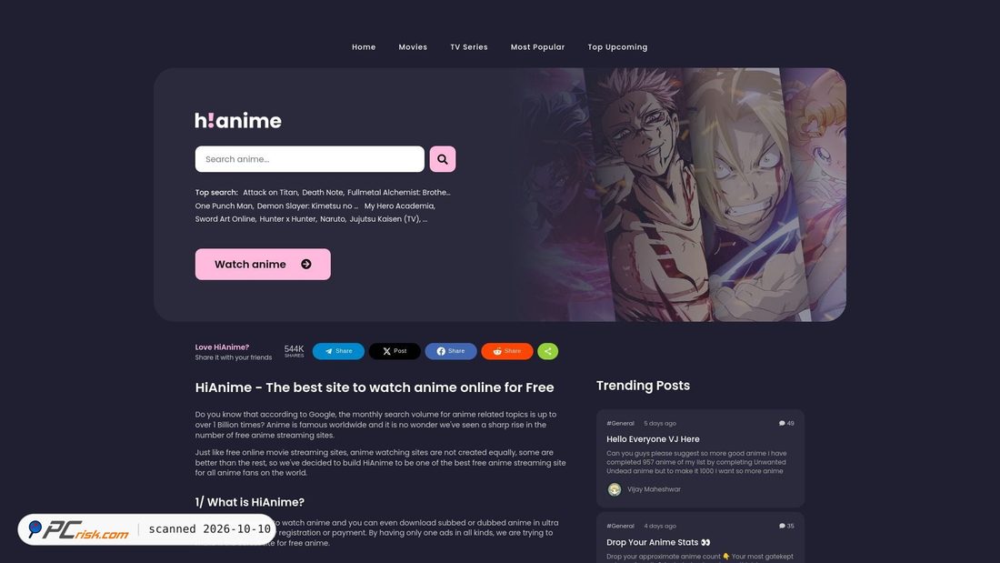 Captura de ecrã de hianime.at